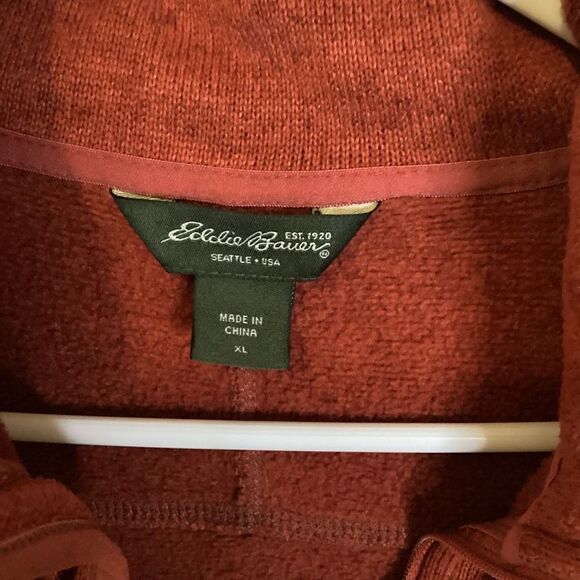Mens Eddie Bauer 1/4‎ zip sweater XL Burnt Orange - Picture 5 of 6